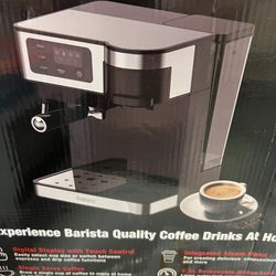 Galanz 2- Cup Stainless Steel Espresso Machine with Steam Wand and Drip Coffee Machine
