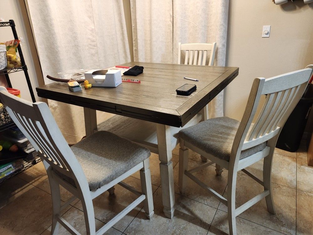 Farmhouse Style High Top Table With 4 Chairs