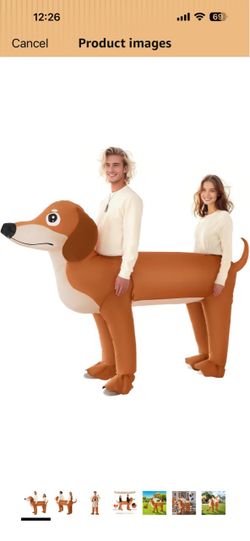 Couple Inflatable Dachshund Costume for Adult Halloween Blow Up Costumes 2 People Funny Dog Costumes for Men Women Cosplay