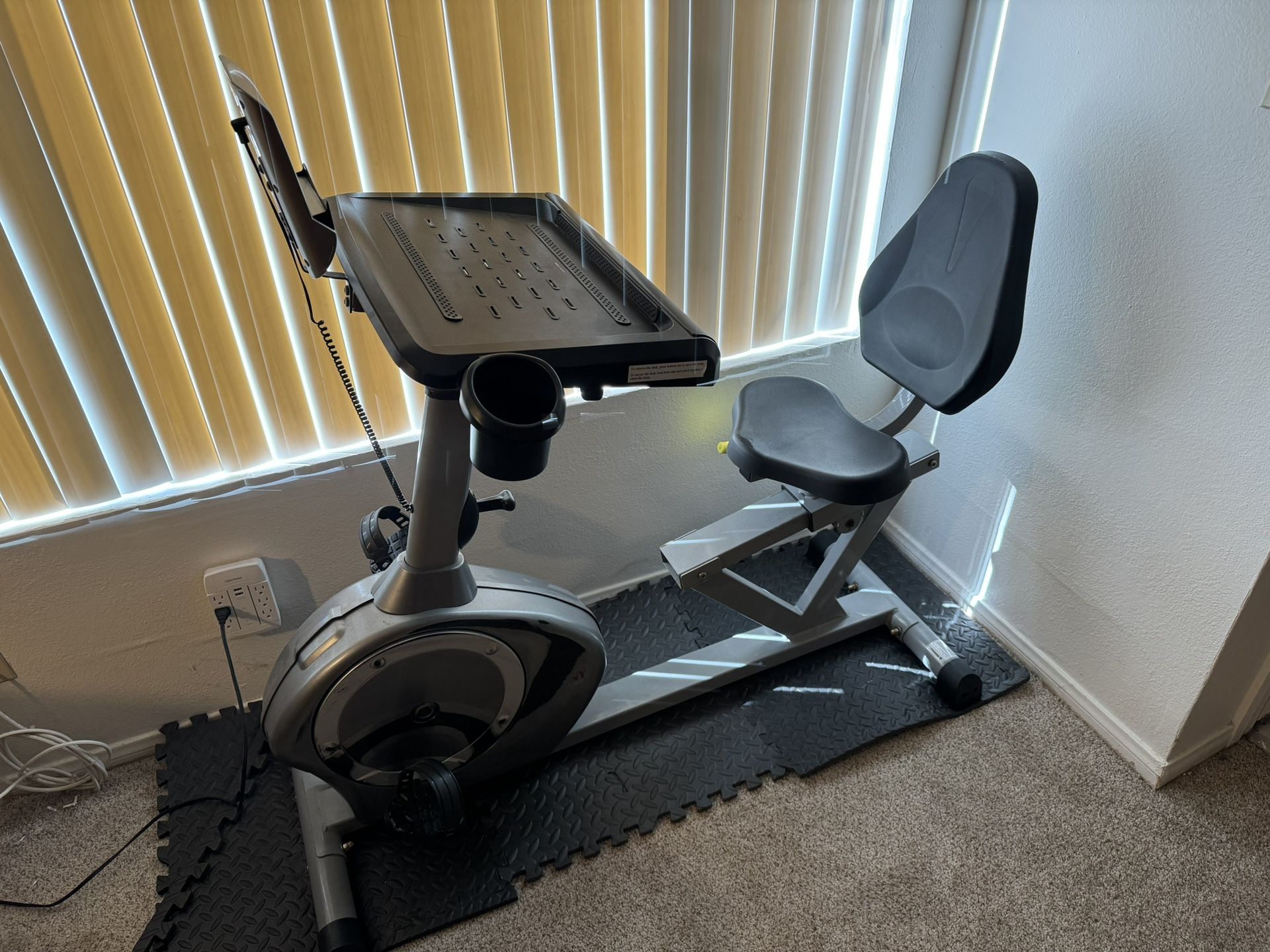 Recumbent Exercise Bike with Laptop Tray