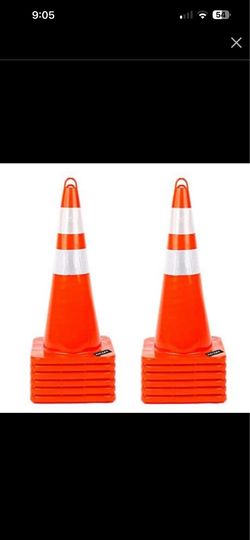 12 Pack 28 Inch Traffic Safety Cones with Reflective Collars, Heavy Duty Orange Parking Cones for Road Construction and Traffic Control