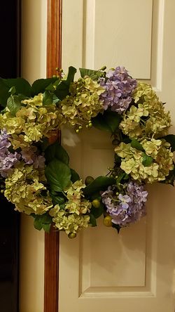 Light Green & Purple Hydrangea Silk Wreath