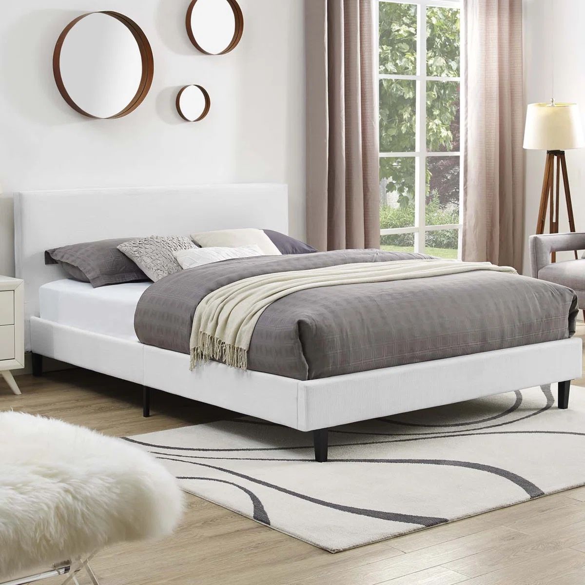 Modway Anya Queen Bed in White Fabric