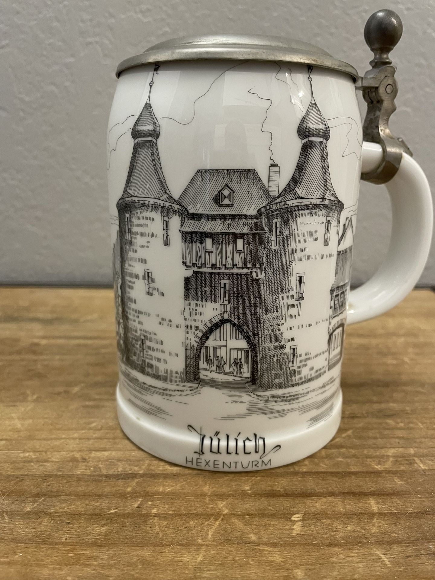 Authentic German Beer Stein With Pewter Lid