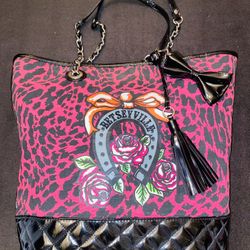 Women’s Betseyville By Betsey Johnson Pink With Black Leopard Tote Bag ( Handbag / Purse )