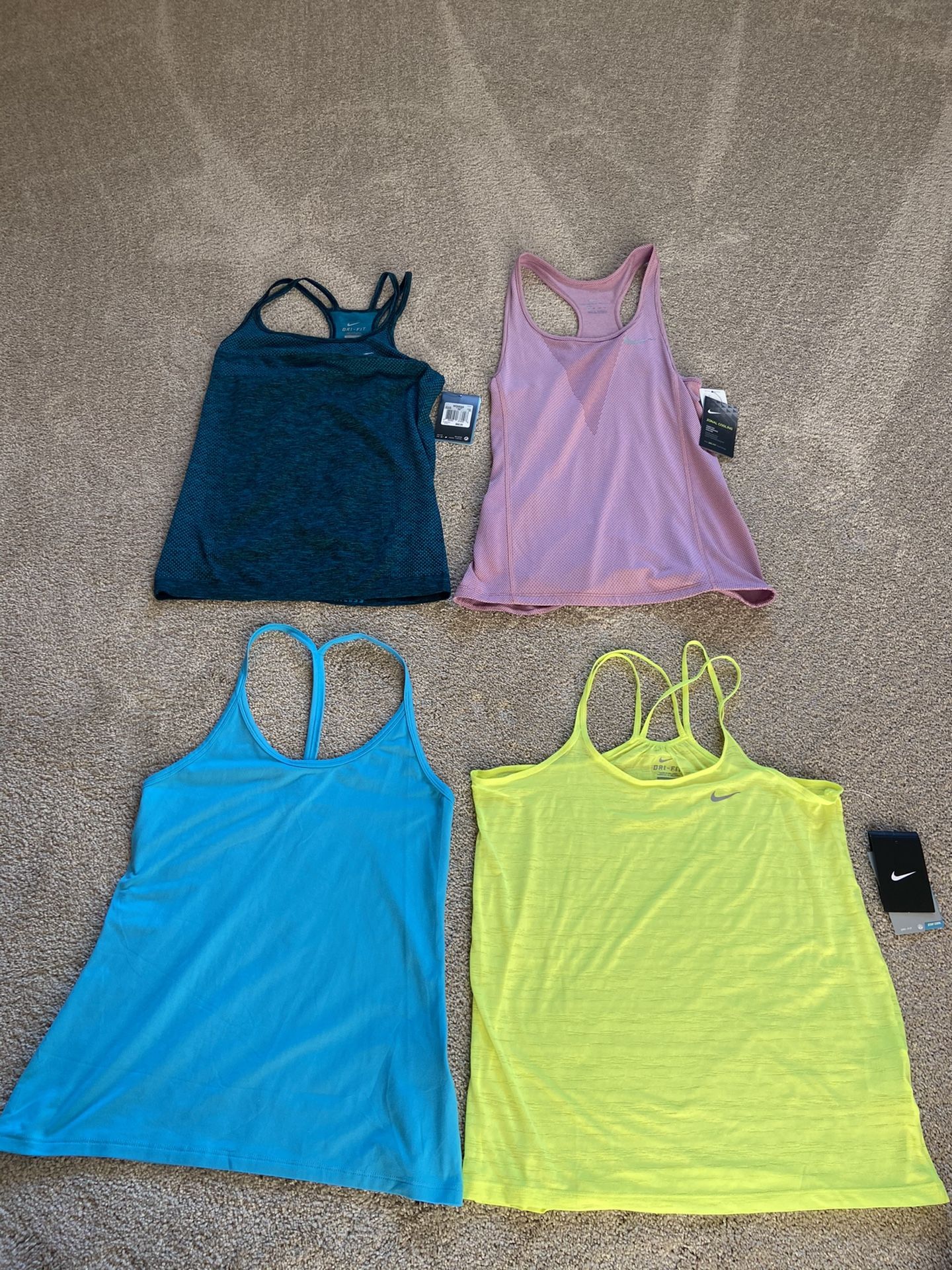 Nike Dri-Fit Singlets x 4 Teal, Agua, Rose, Yellow - XS