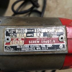 Milwaukee Corded Screw Shooter Usa Made Vintage 