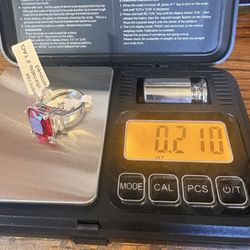 Emerald Cut Ruby Sterling Silver Ring