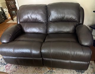 Chocolate leather loveseat