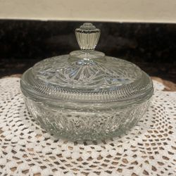  Avon Round Glass Powder Candy Dish with Lid