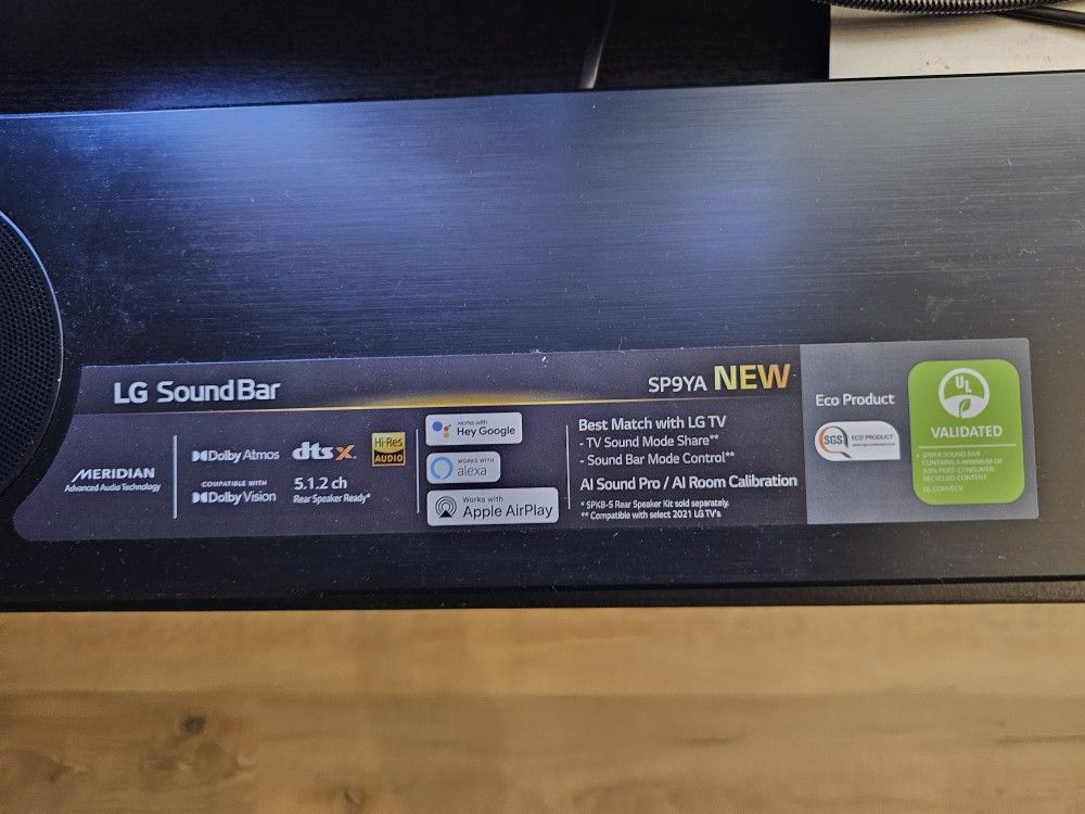 LG SP9YA 5.1.2 Soundbar Dolby Atmos Vision 520w With Subwoofer