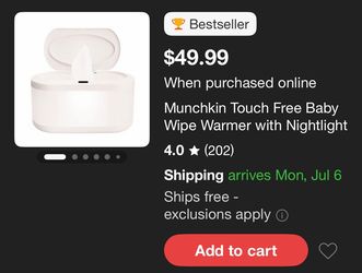Munchkin touch free wipe warmer