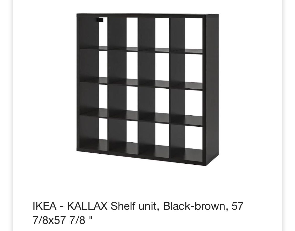 IKEA - KALLAX Shelf 4x4 Cubes Black/brown