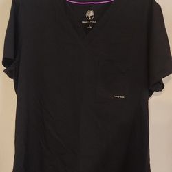 Purple Label Chest Pocket Black Scrub Top