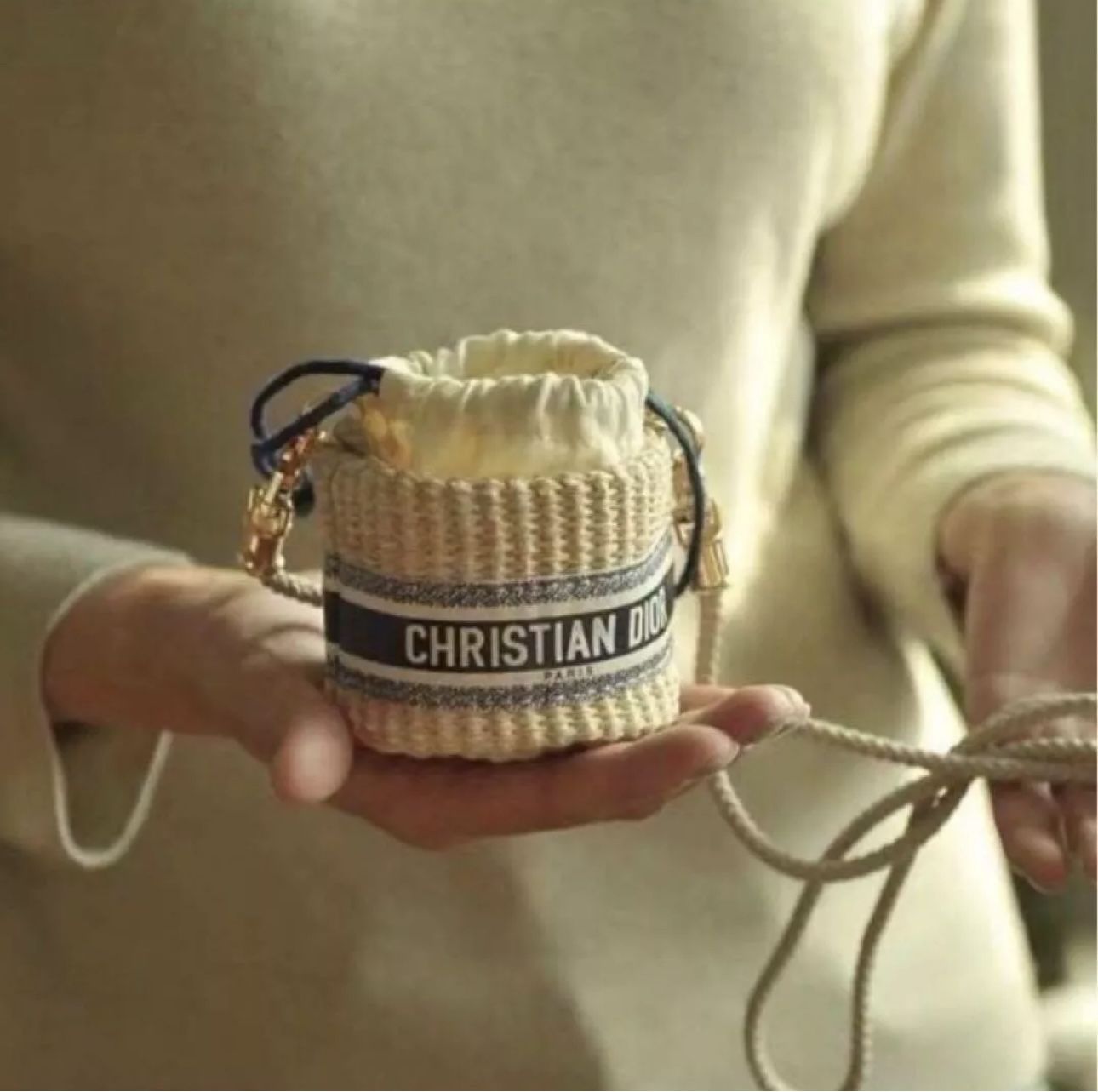 Christian Dior Straw Pouch Mini Shoulder Bag VIP  Limited Novelty Japan Gift