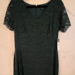Lauren Ralph Lauren Hunter Green Lace Dress-NEW size 14