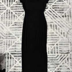 Long Short Sleeve Black Dress