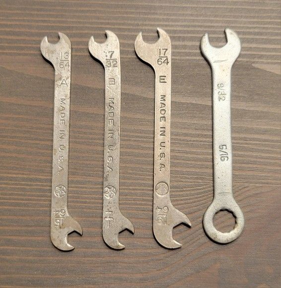 Vintage Kastar 3-Pc + 1-Pc Bonus Wrench Set SAE Made In USA 1960s