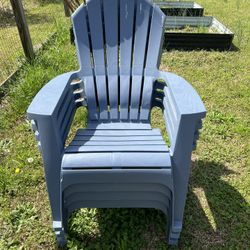 Blue Plastic Adirondack Chairs (Set of 4)