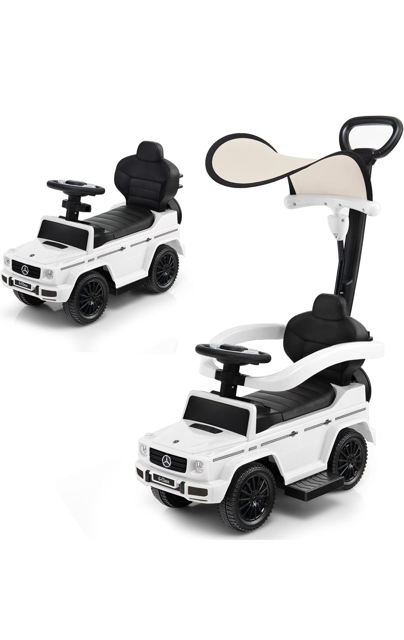 Push Car for Toddlers, 3 in 1 Mercedes Benz Stroller Sliding Walking Car