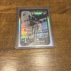 Texas Rangers Evan Carter Rookie Negative Refractor 2024 Topps Chrome