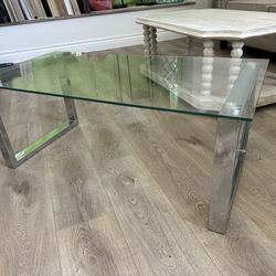 Tempered Glass coffee table chrome legs