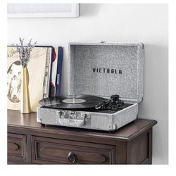 Victrola Journey+ Signature Bluetooth Suitcase Record Player- Grey