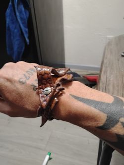 Leather armored fruit bat bracelet