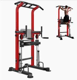Height Adjustable Pull Up Bar Station for Home Gym, Multi-Function Strength Training Full Body Workout Equipment, 330 Lbs