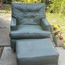 Vintage Sofa Chair with Ottoman Bottom Needs New Cloth