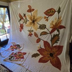 Vintage Floral Chenille Bedding King With Pillowcases