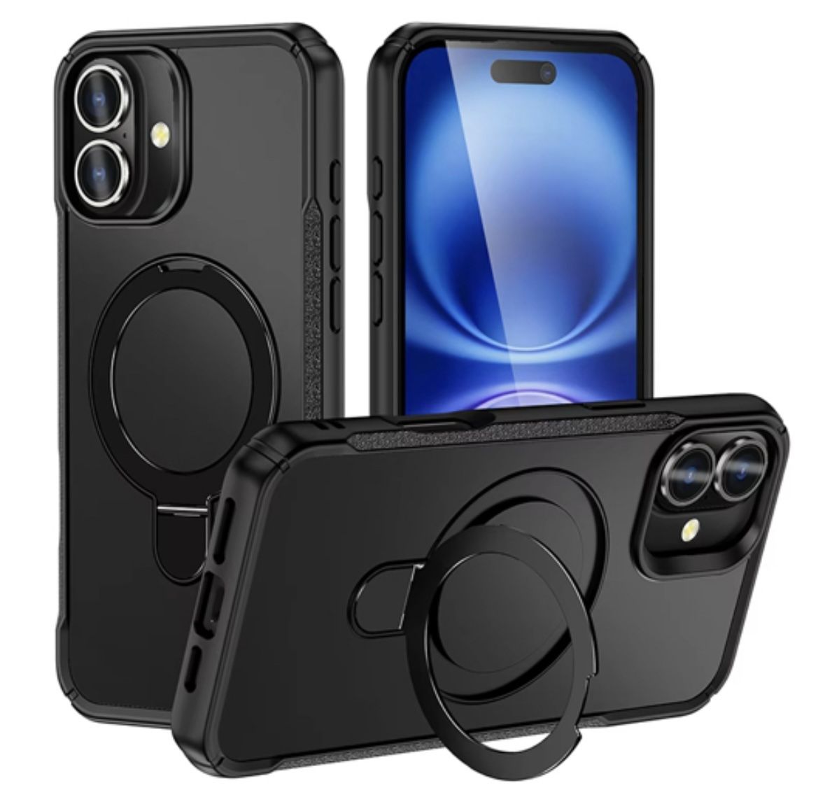 iPhone 16 Case with Magnetic Invisible Stand, Full Drop Protection