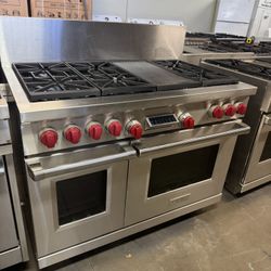 Wolf 48” Stainless Steel Gas Range Stove Dual Fuel