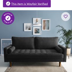 Sellner 70" Velvet Square Arm Tufted Seat Sofa