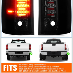 Tresound LED Tail Light for Chevy Silverado 1-2013, Silverado 2500 HD & 3500 HD 2007-2014, GMC Sierra 3500 HD 2008-2014, Rear Taillight Assemb