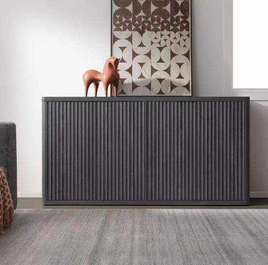 SC117A1CBKY1261 Buffet Cabinet with Storage Accent Sideboard with 4 Doors 66.3" Wide Fluted Credenza Modern Buffet Table Media Console Cabinet Entrywa