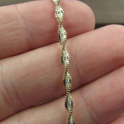 7" Sterling Silver Twist Style Chain Gold Plated Bracelet Vintage