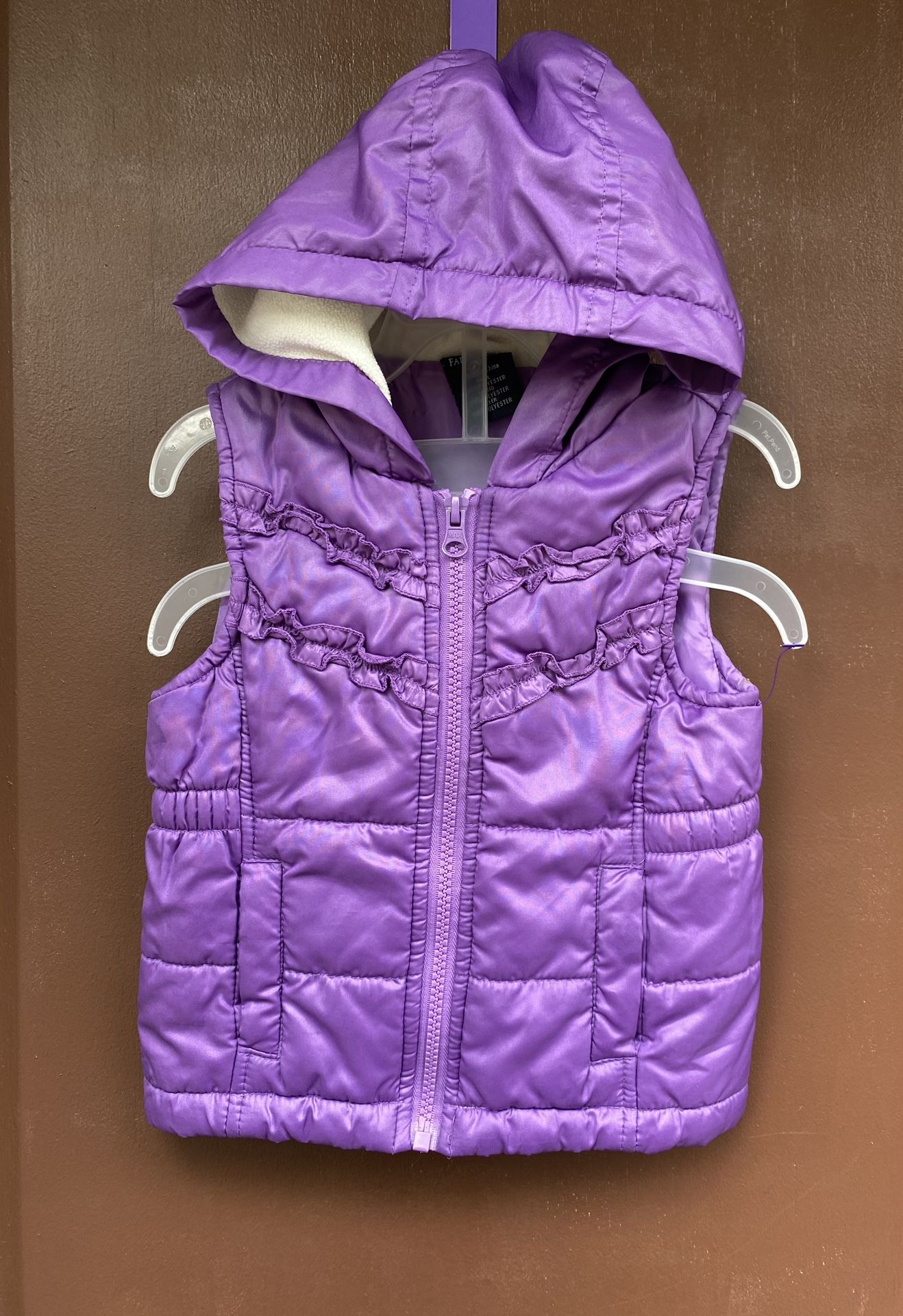 Purple Puffer Vest Jacket With Hoodie 3T.