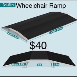 New Other Nuvium 31.5" L x 1.5" H Wheelchair Threshold Bridge/Ramp Aluminum With Supporting Frame & Non-Slip Surface