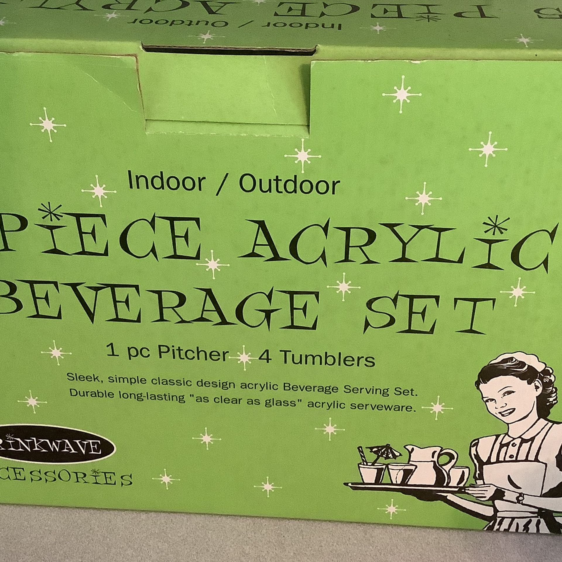 5 Peice Acrylic Beverage Set. New