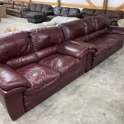 Genuine Red Leather Couch Set “WE DELIVER”