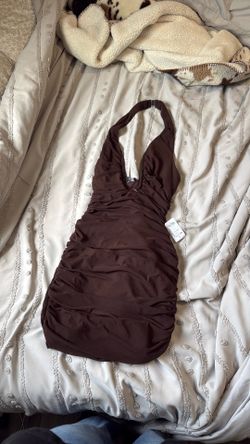 Brown halter dress