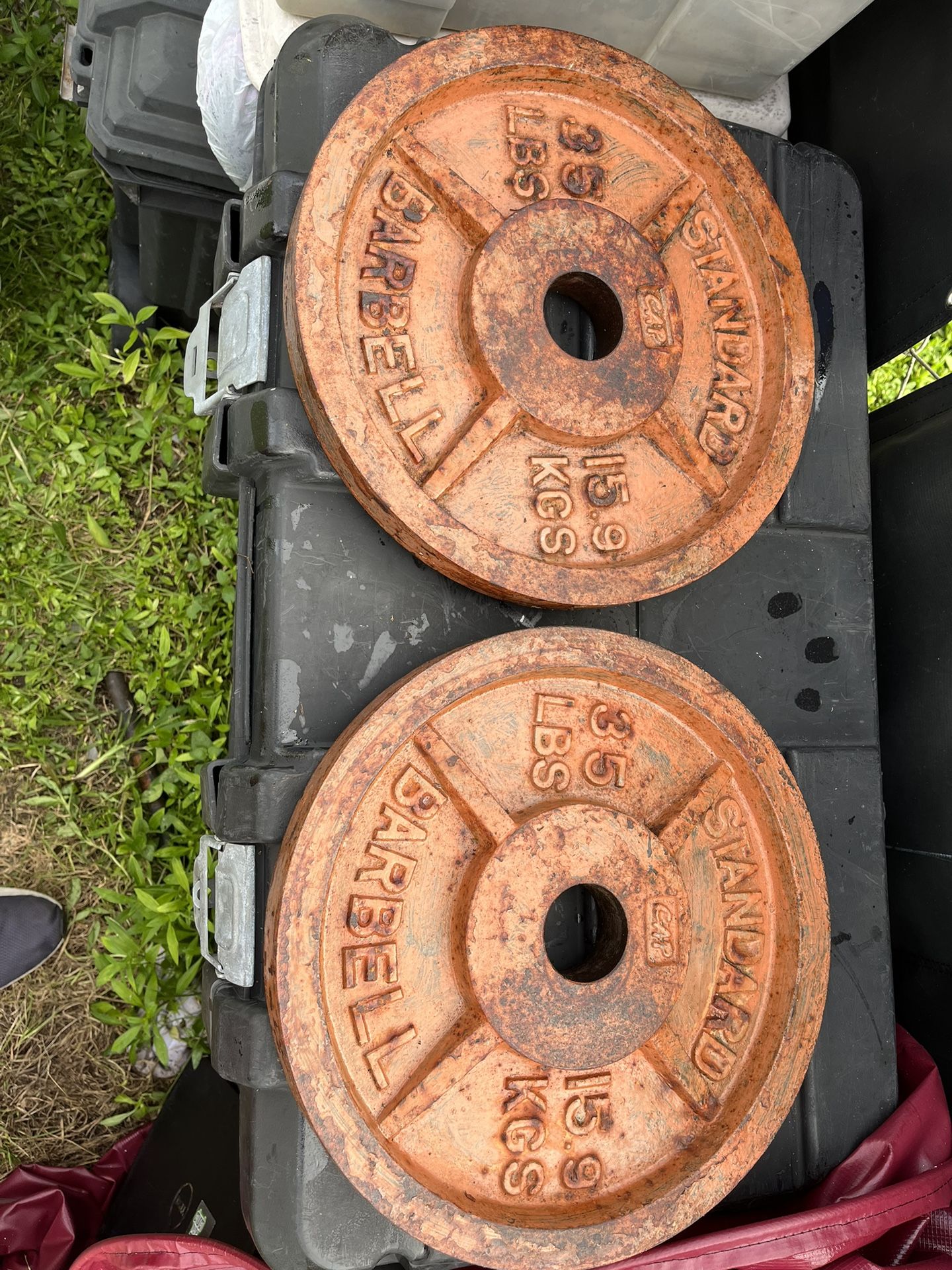Pair Of Cast Iron Weights 35 Pounds