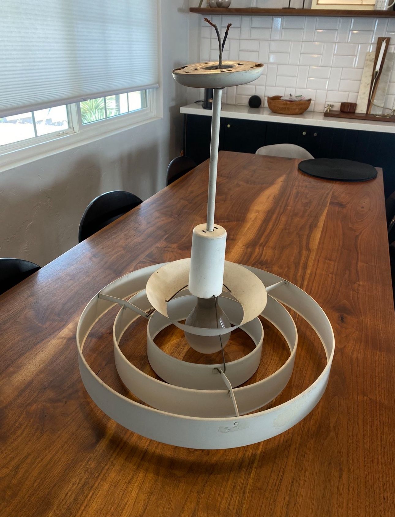 Prescolite Mid Century Modern "Saturn" Pendant Light Designed by Kurt Versen 20” Dia.
