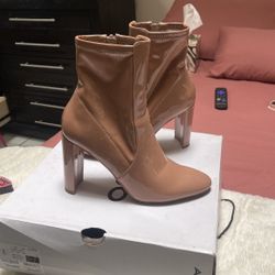 Beige Latex Boots