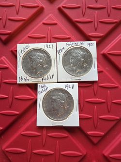 Collectible Coins 1921 High Relief Peace Dollars