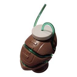 Novelty Football Drinking Container W/ Fun Straw 