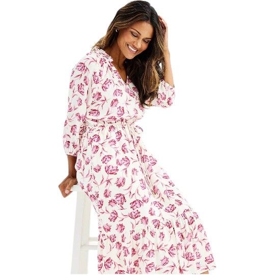 DRAPER JAMES RSVP Cinched Waist Midi Dress Women's 3X