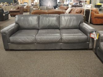 Toscano Medici Leather Track Arm Sofa - Gray | Couch | Living Room Couch