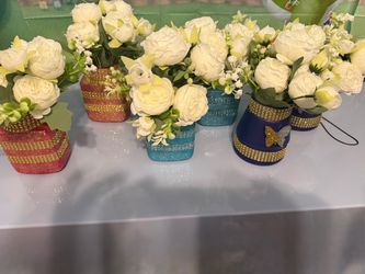 Decorative Artificial Flower Arrangements Set of 6